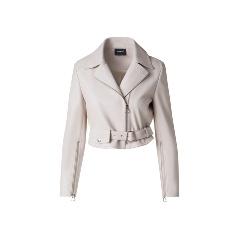 Cropped Leather Biker Jacket