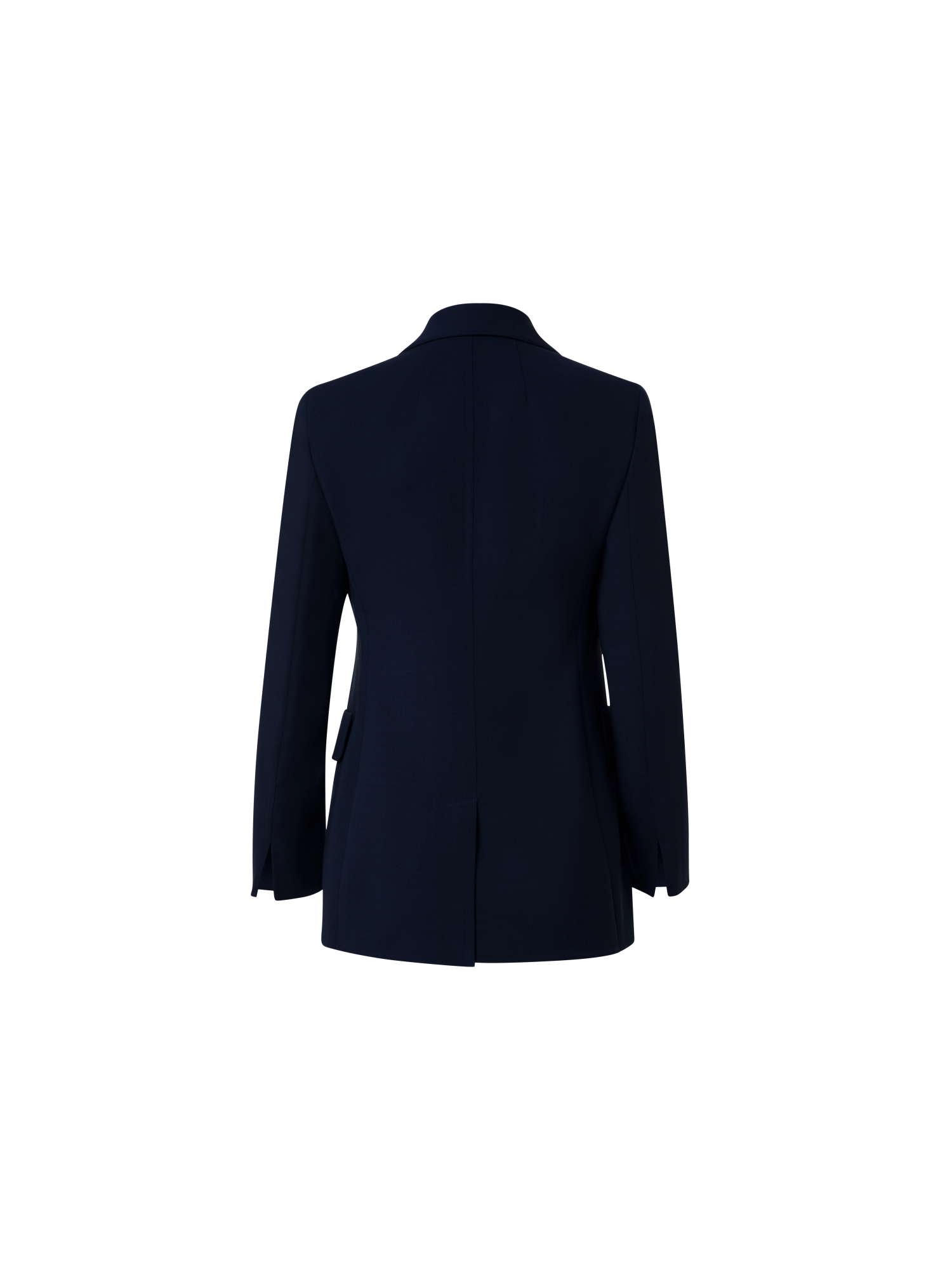 Designer Long Jacket in Wool Double-Face - navy - blue