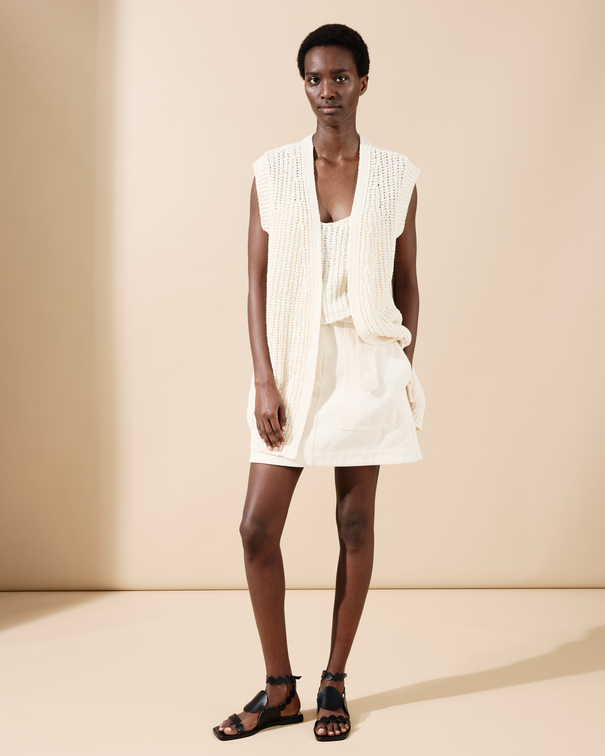 Designer Denim Mini Skirt - neutral #editorial