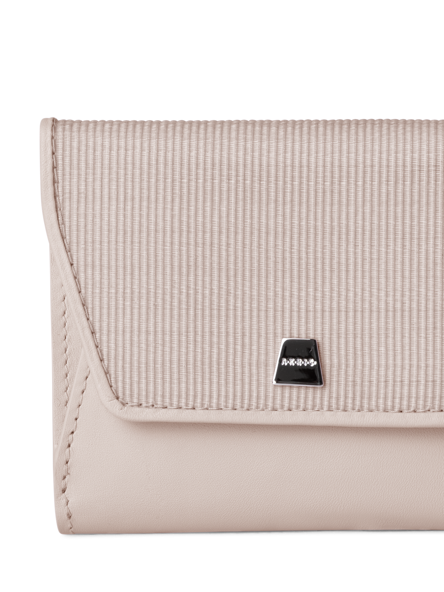 Designer Compact Wallet in Horsehair and Leather - neutral - beige
