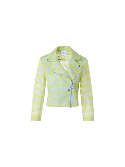 Designer Scribble Dot Embroidered Tulle Biker Jacket