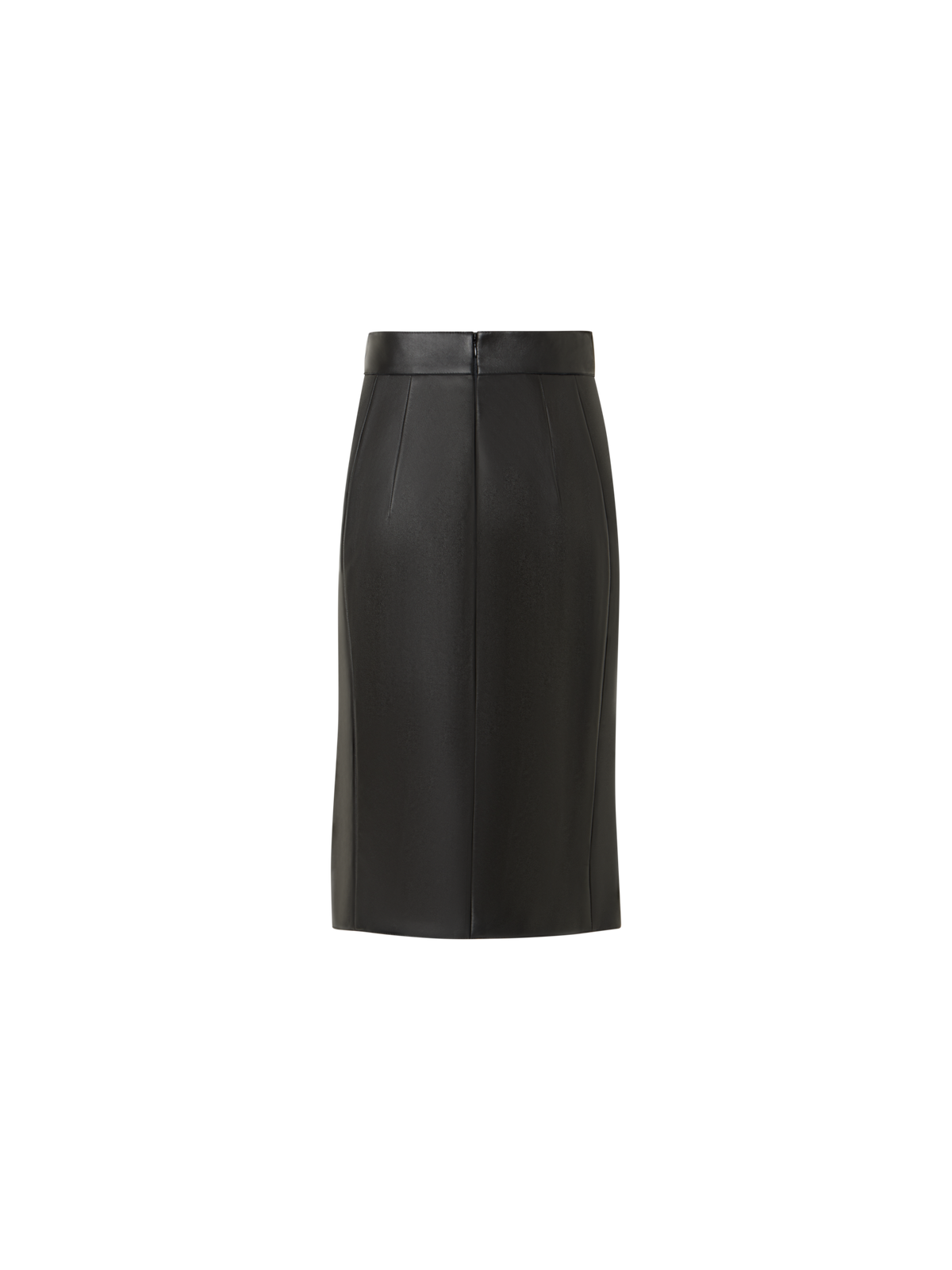 Designer High-Waist Lamb-Nappa Leather Pencil Skirt - black