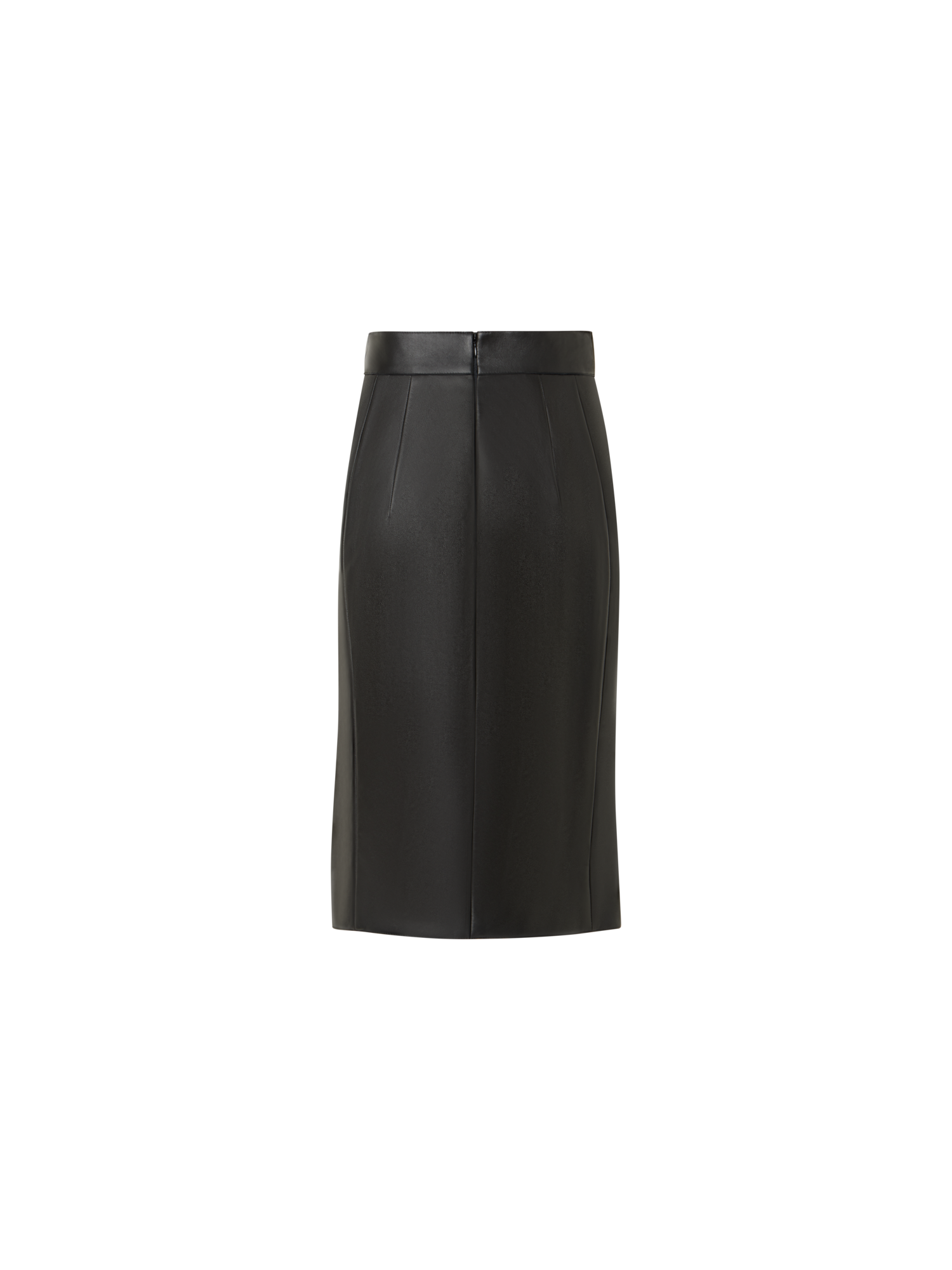 Designer High-Waist Lamb-Nappa Leather Pencil Skirt - black