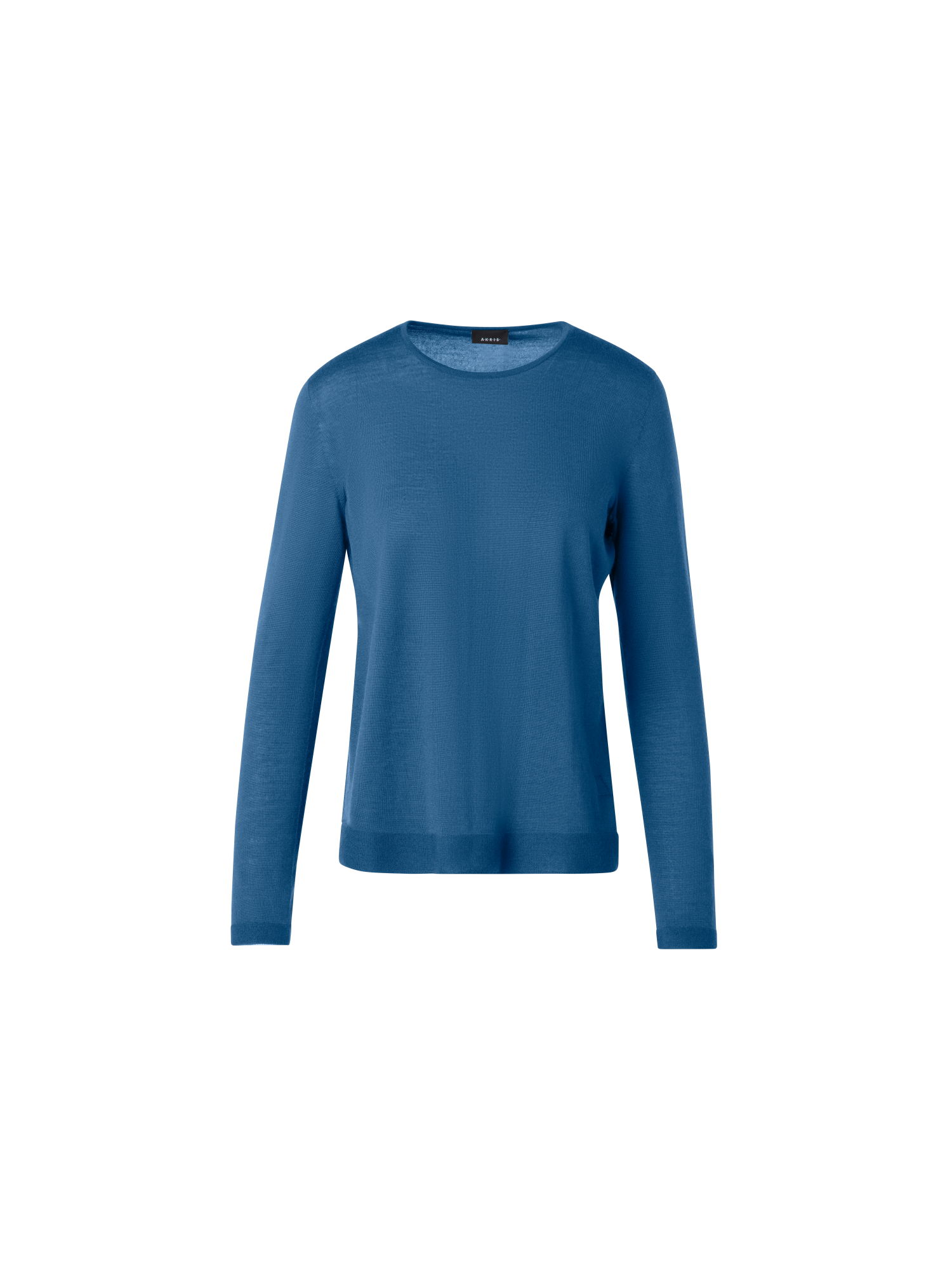 Designer Seamless Crew Neck Sweater in Cashmere Silk - blue