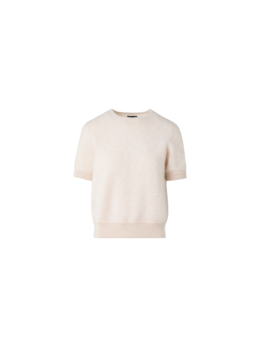 Designer Short-Sleeve Sweater in Cloud Cashmere - neutral - grey - beige