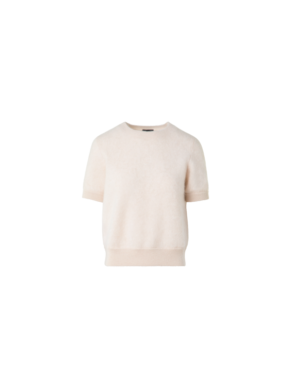 Designer Short-Sleeve Sweater in Cloud Cashmere - neutral - grey - beige