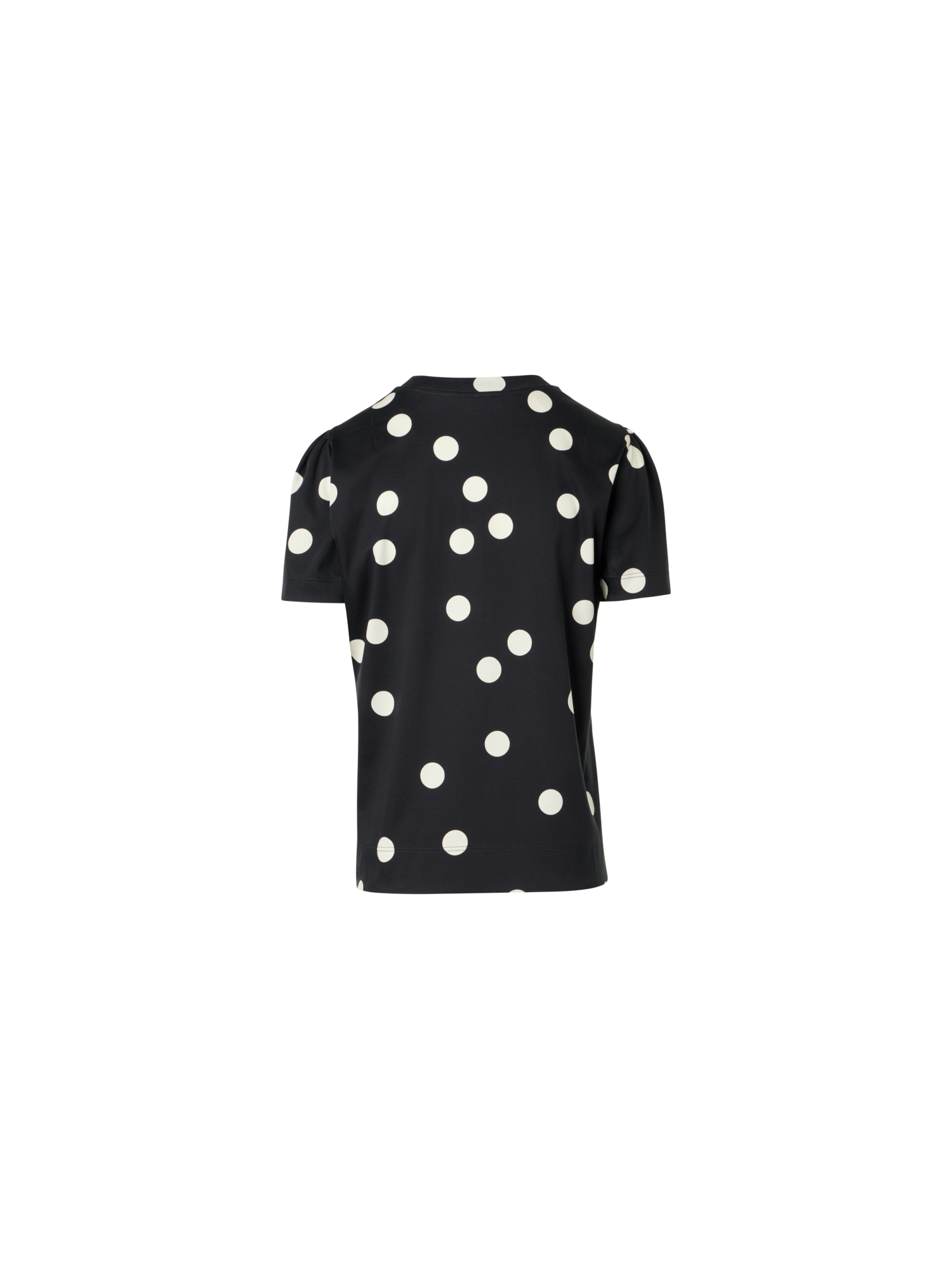 Designer Polka Dot Cotton Jersey T-Shirt with Puff Sleeves - black