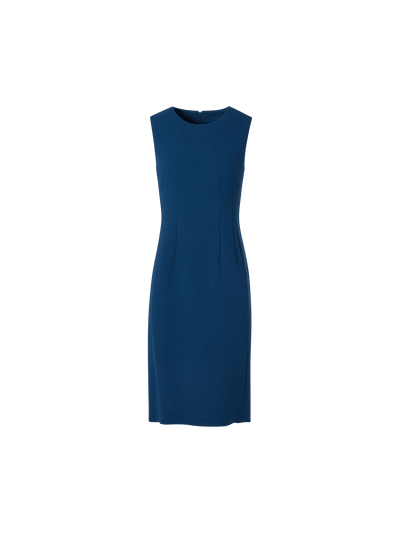 Designer Sleeveless Wool-Crêpe Double-Face Sheath Dress - blue