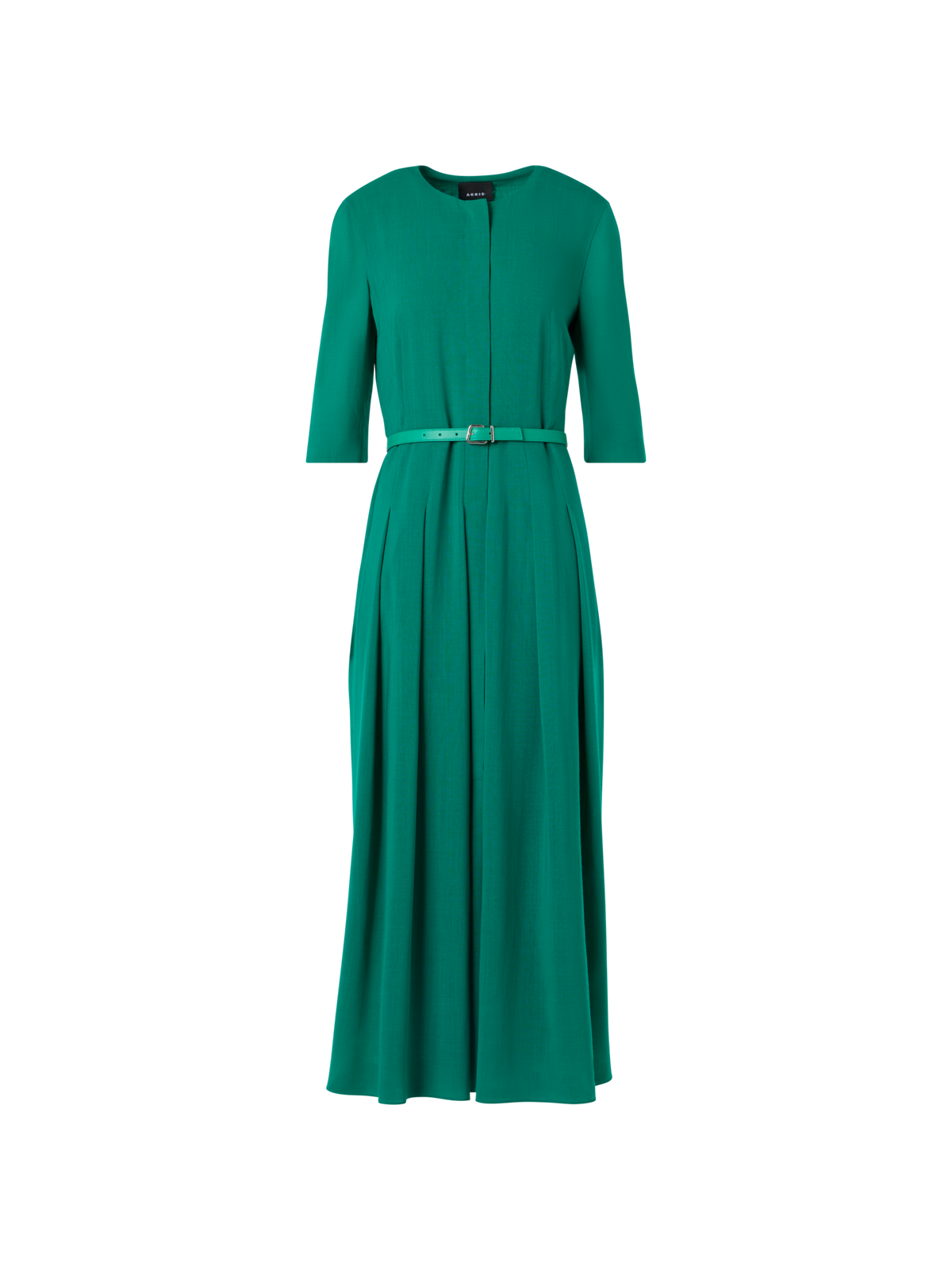 Designer Long-Sleeve Wool Shelly Midi Dress - green