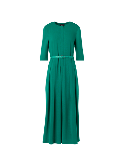 Designer Long-Sleeve Wool Shelly Midi Dress - green