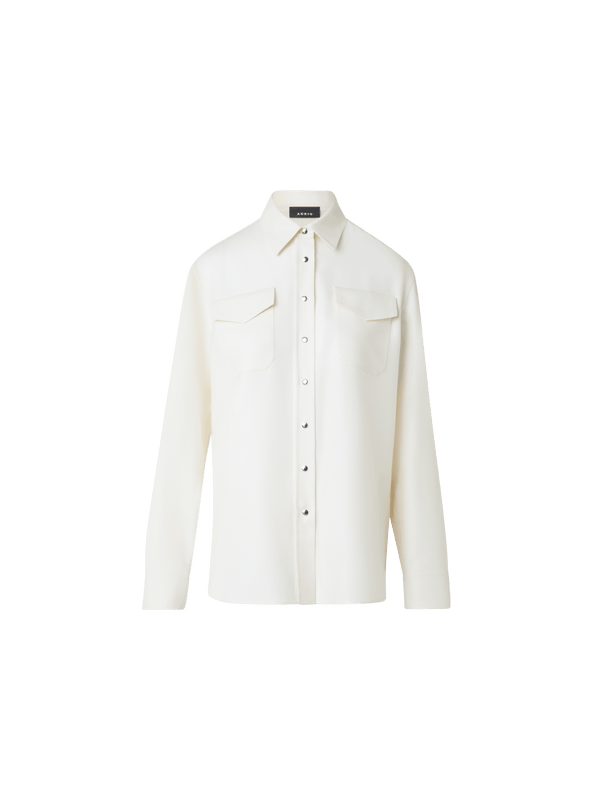 Designer Shirt Blouse in Panama Cashmere - neutral - ecru - white