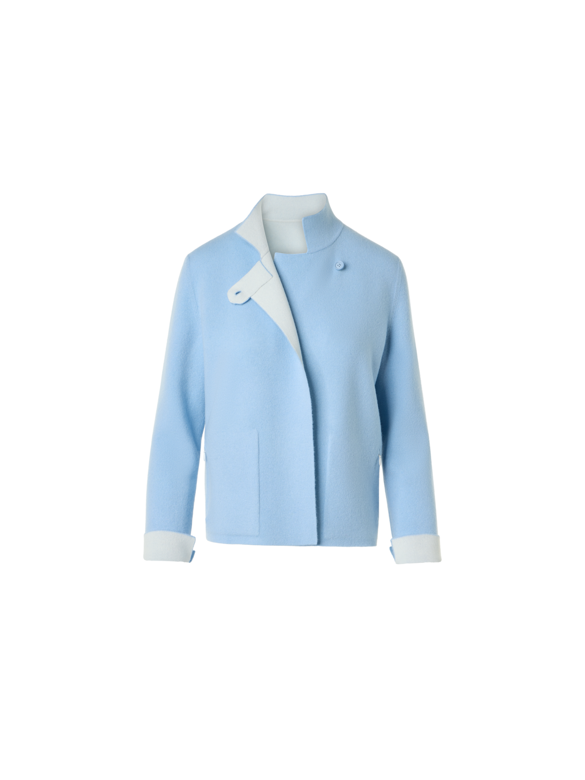 Designer Reversible Cashmere Double-Face Jacket - blue - ecru