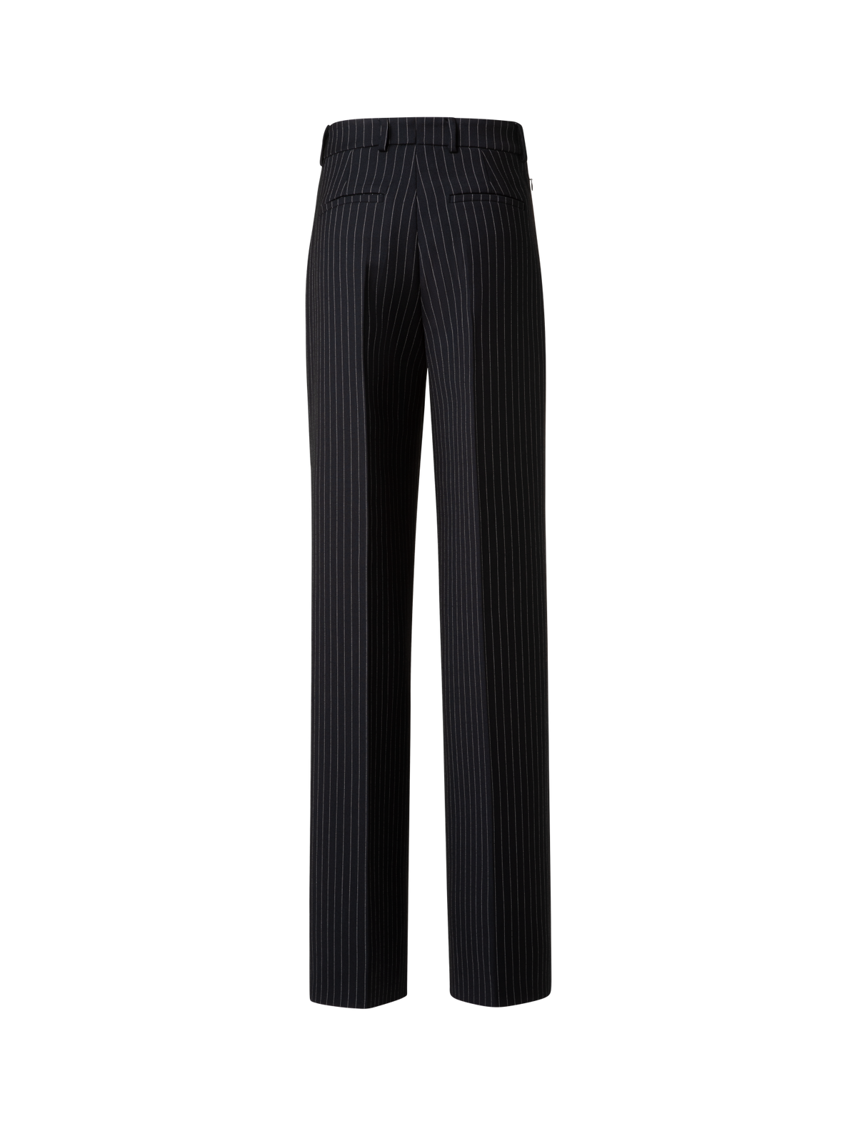 Designer Wide Wool Double-Face Pants with Pinstripes - grey