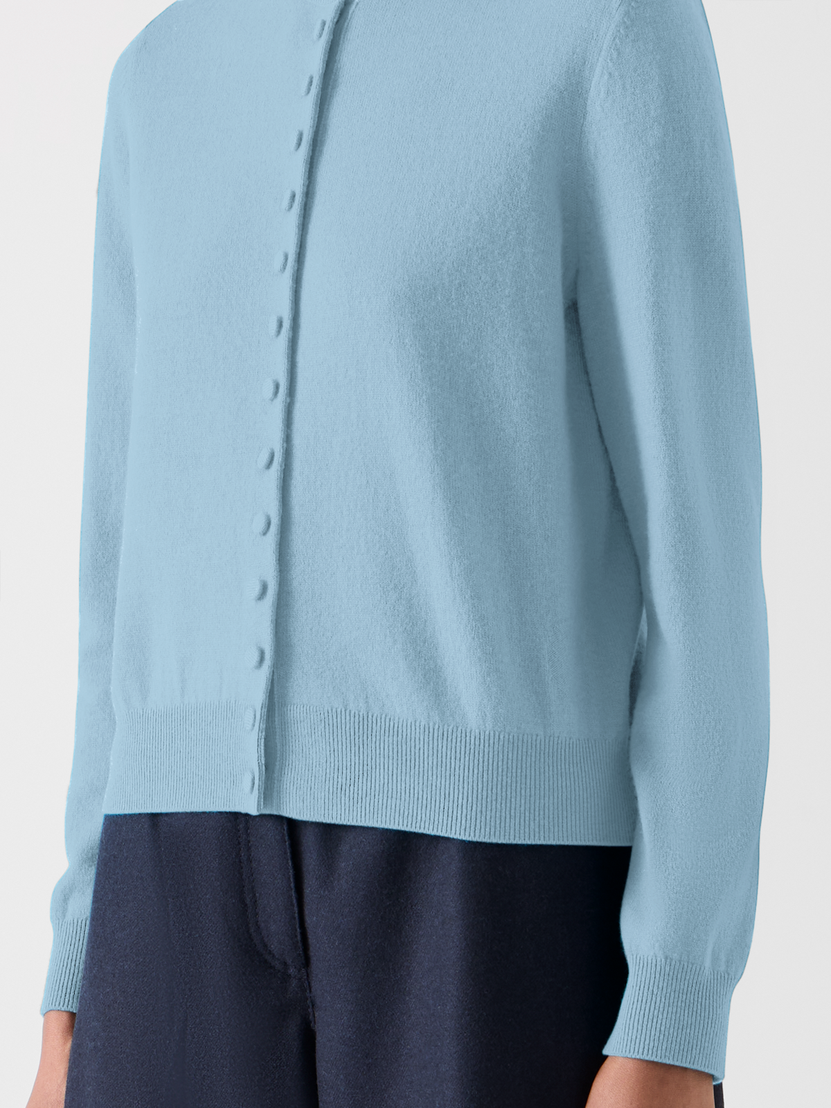Designer Relaxed Wool Cashmere Knit Cardigan - blue 