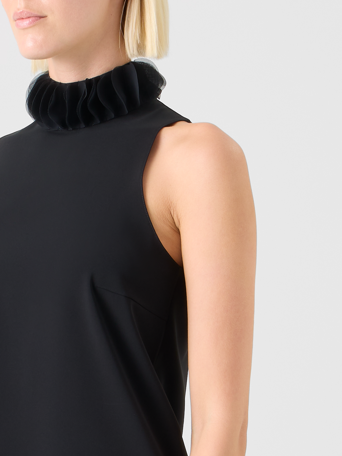 Designer 3D Dot Lasercut Crêpe Top - black #editorial