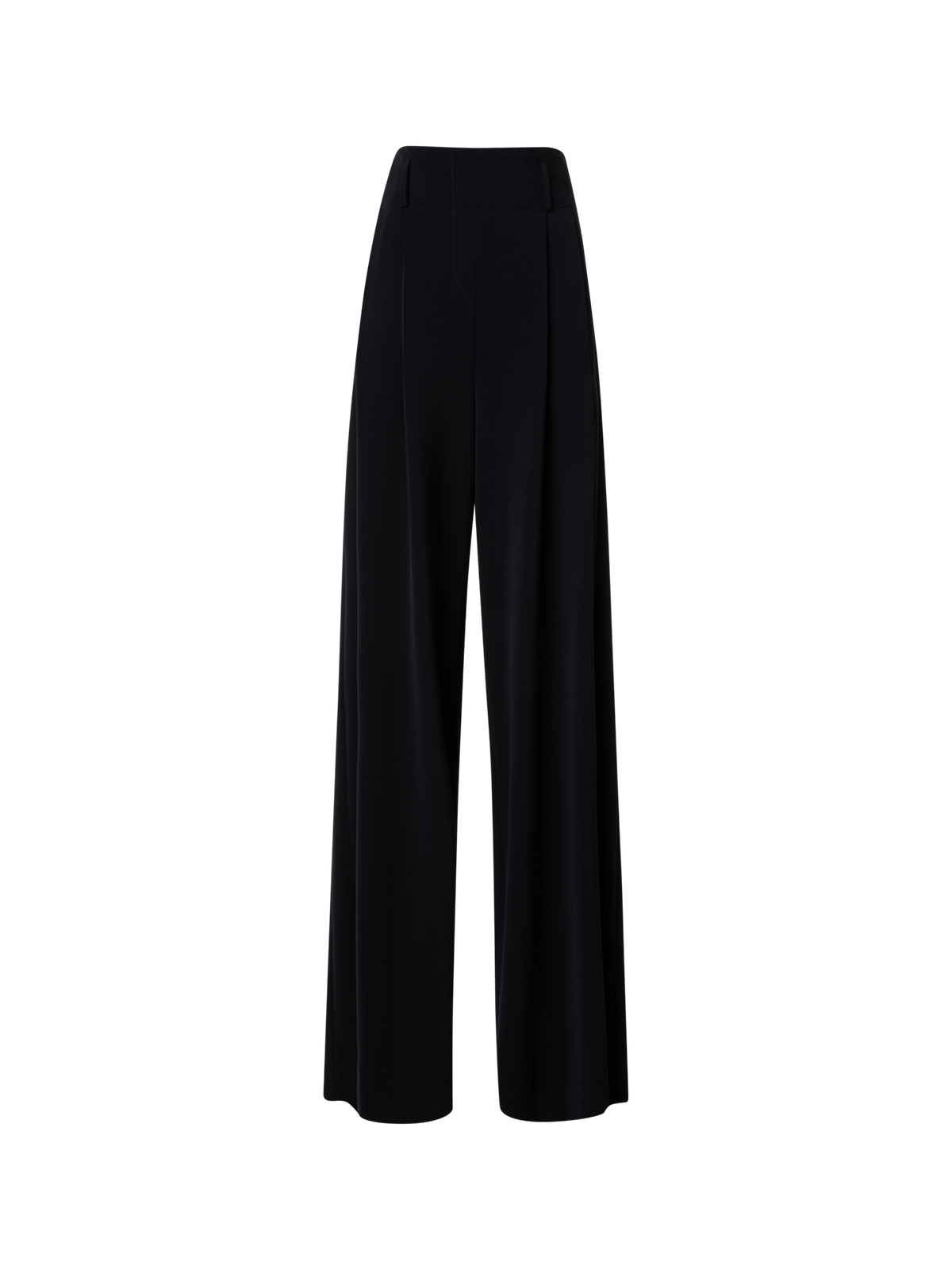 Designer High-Waist Lasercut Crêpe Wide Pants - black