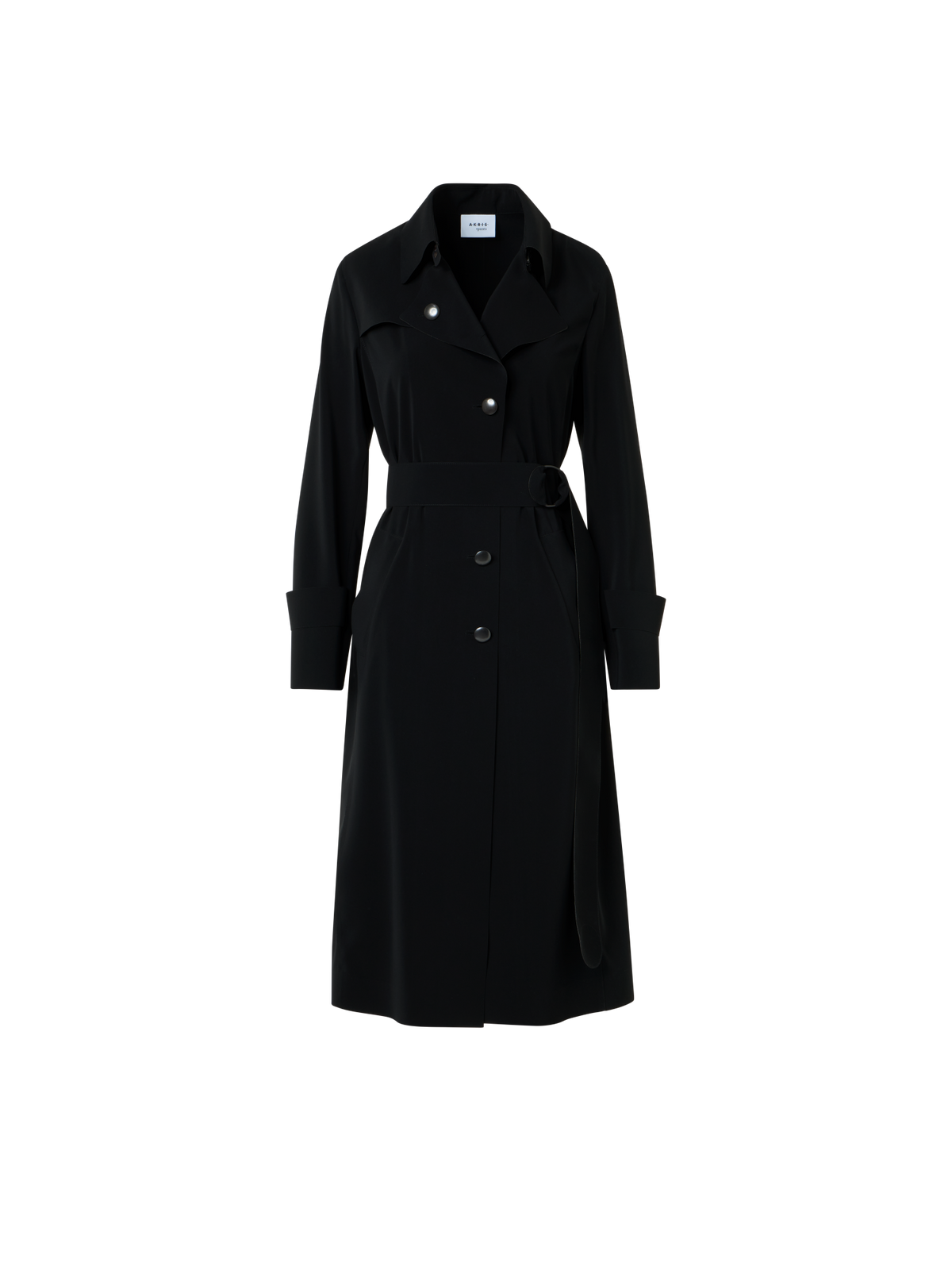 Designer Light Trench Coat in Techno Laser Cut - black