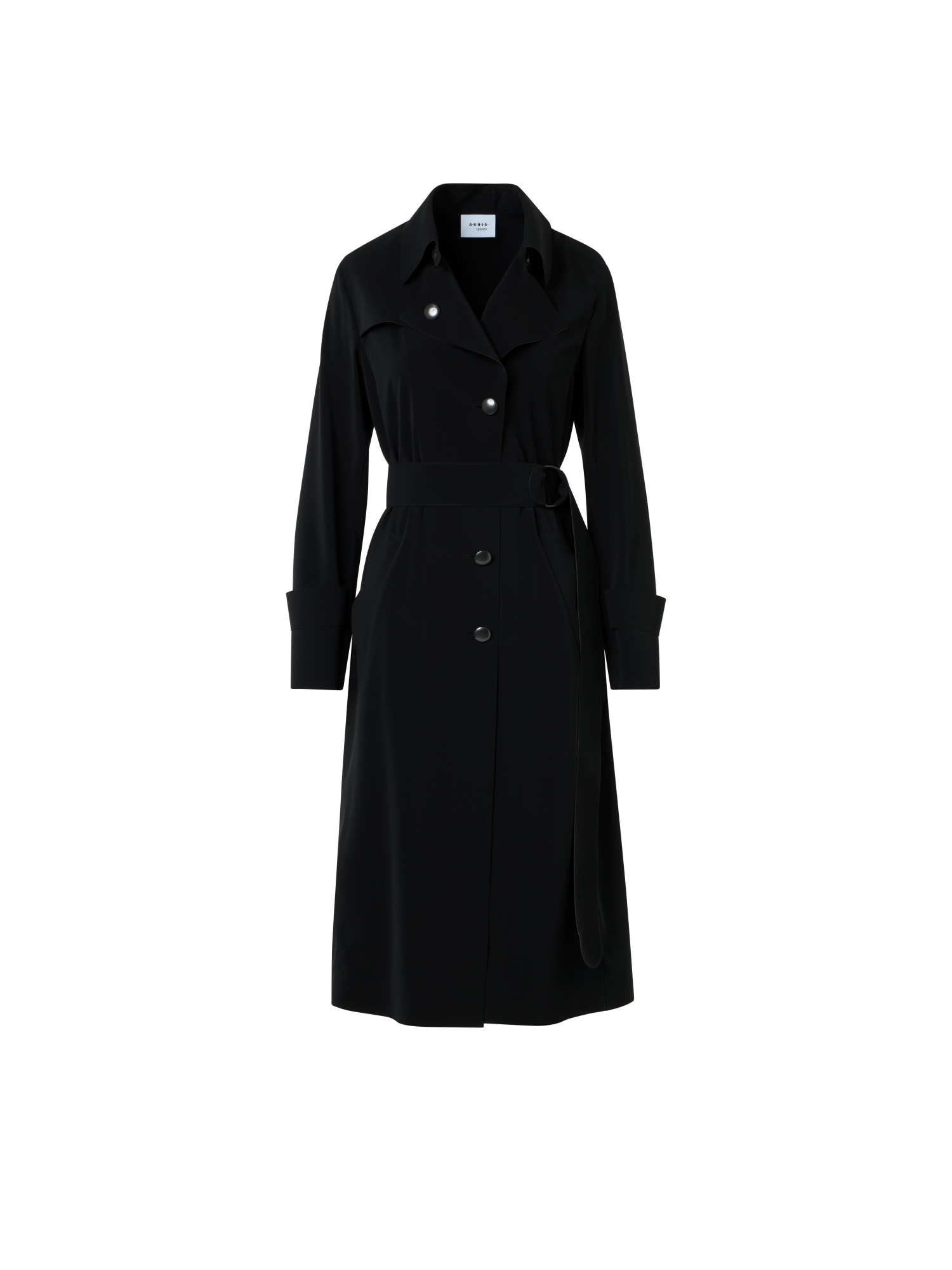 Designer Light Trench Coat in Techno Laser Cut - black