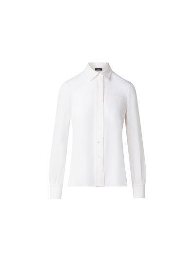 Designer Silk Crêpe Blouse - ecru - white