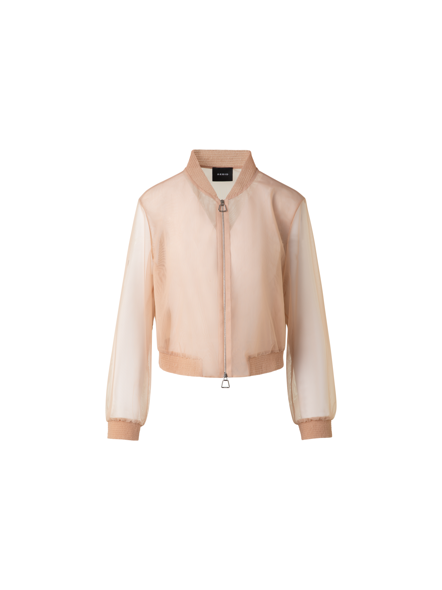 Designer Sheer Tulle Bomber Jacket - neutral - pastel - pink
