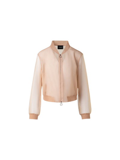 Designer Sheer Tulle Bomber Jacket - neutral - pastel - pink