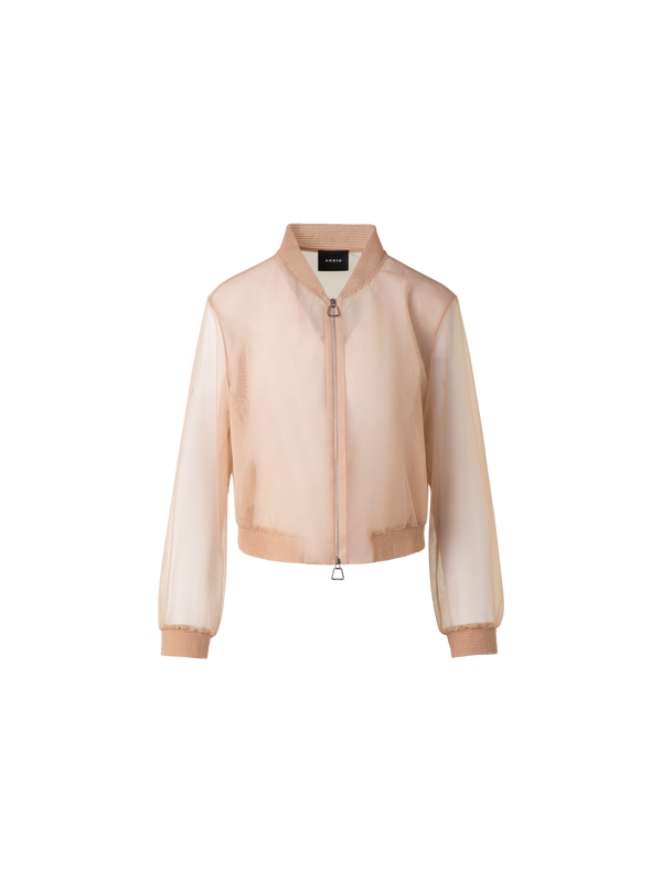 Designer Sheer Tulle Bomber Jacket - neutral - pastel - pink