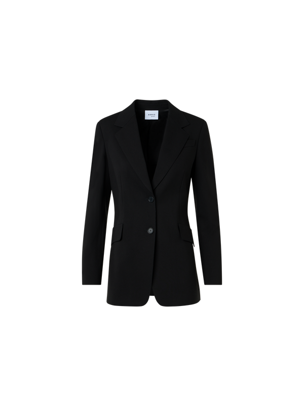 Designer Signature Viscose Jersey Blazer - black