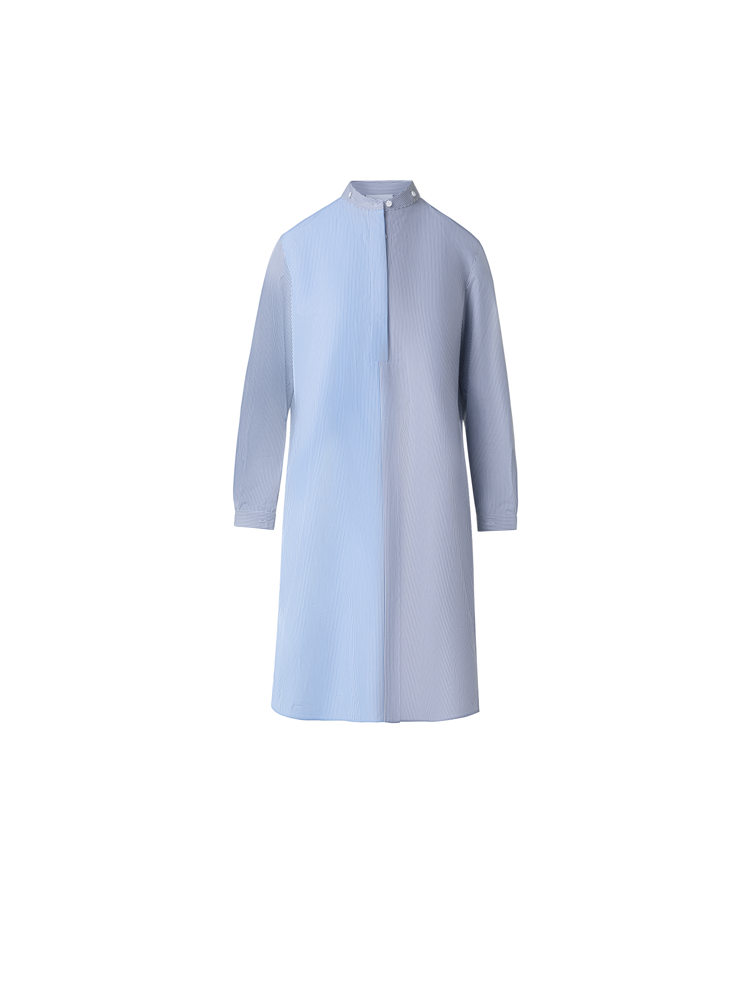 Designer Striped Shirt Dress with Removable Collar - multicolor