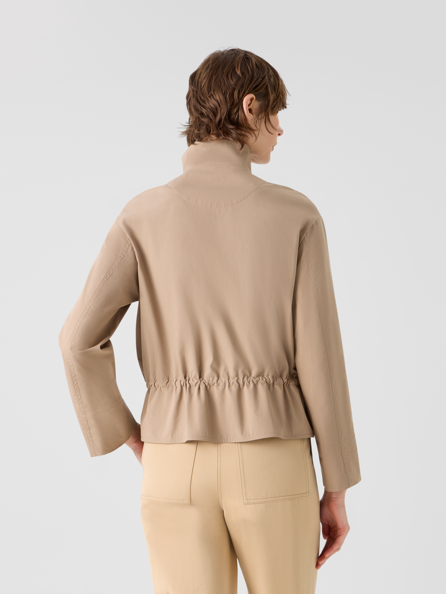 Designer Cotton Short Parka Jacket with Elastic Waist