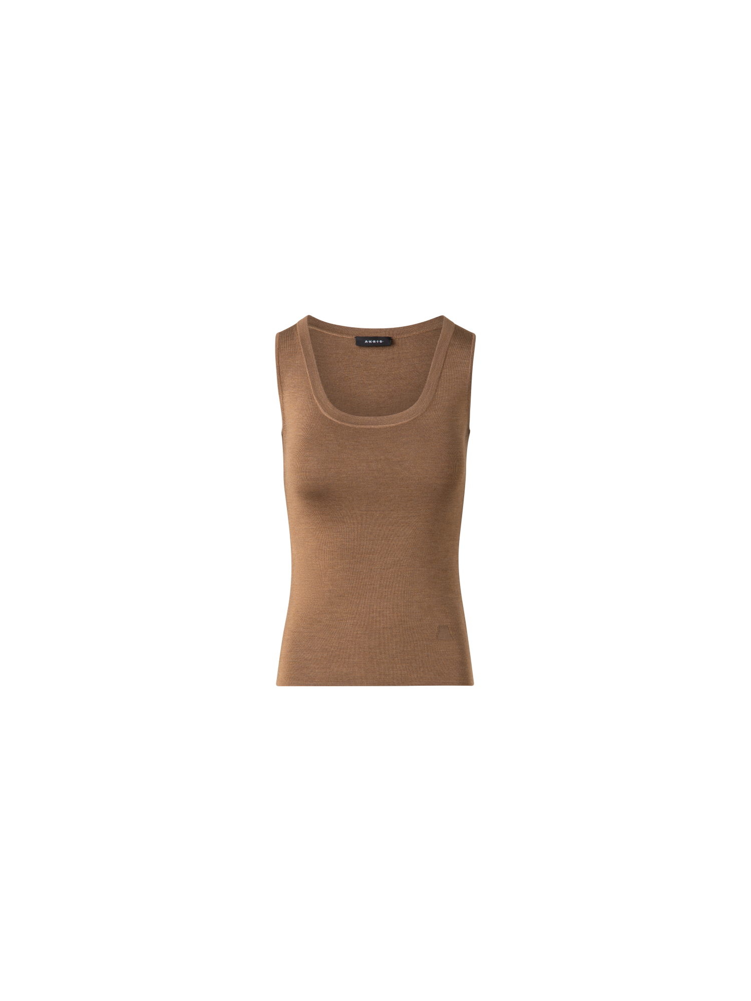 Designer Silk Knit Tank Top - neutral - brown