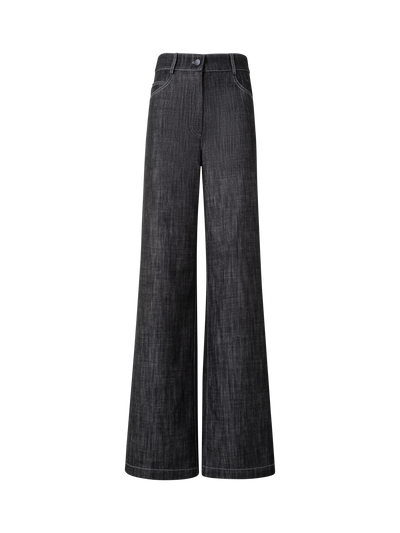 Designer Wide Winter Cotton Denim Pants - black - grey