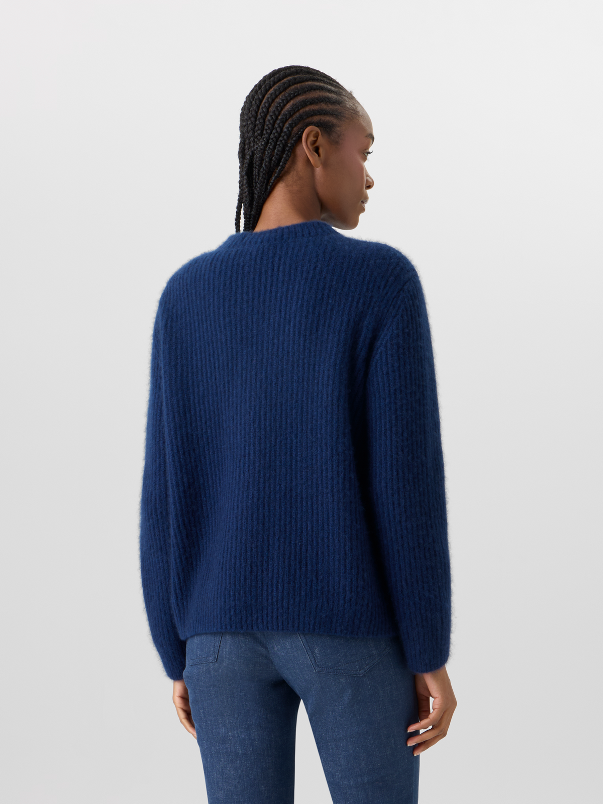 Designer Long-Sleeve Cashmere-Silk Knit Cardigan - blue #editorial