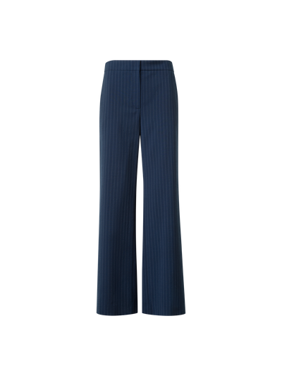 Designer Wide Cool Wool Pants with Elastic Waist - neutral - navy - blue - multicolor