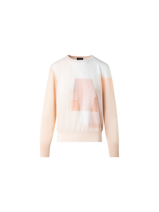 Designer Double Layer Intarsia Long Sleeves Sweater - neutral - pastel - multicolor - beige - pink