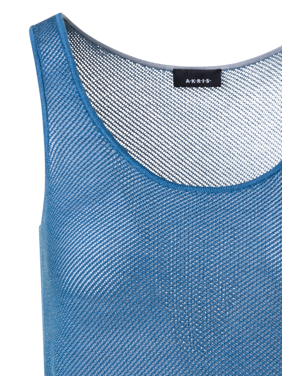 Designer Silk Mesh Knit Tank - blue