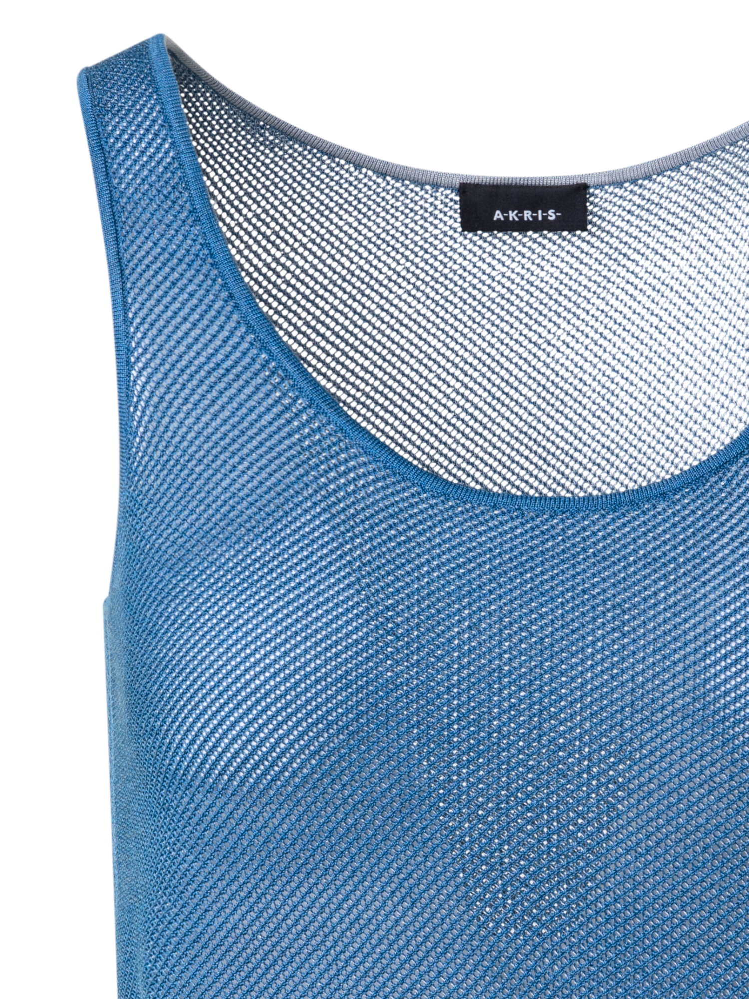 Designer Silk Mesh Knit Tank - blue