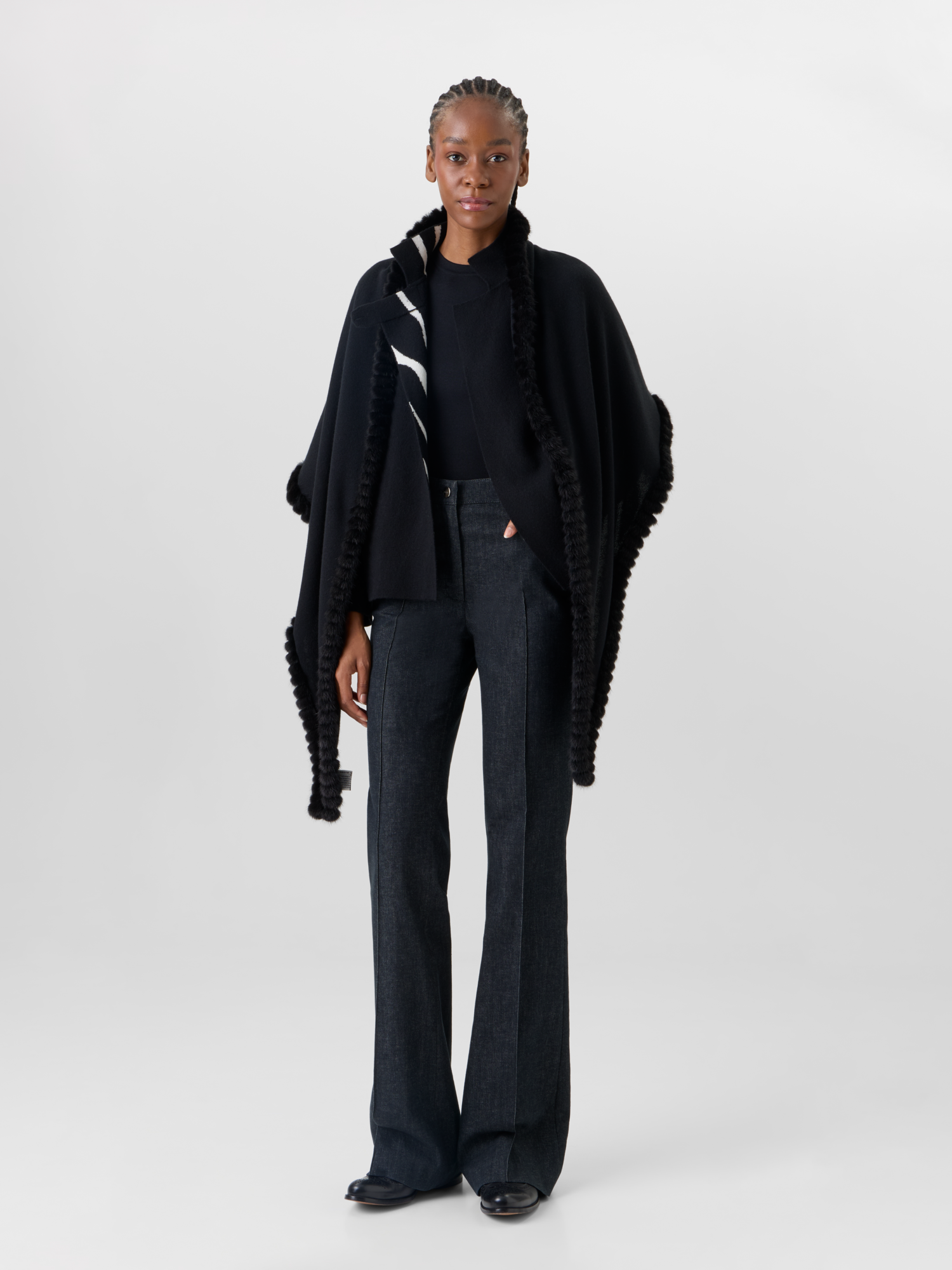Designer Cashmere-Silk Scarf - black 