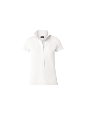 Designer Cotton Knit Polo Shirt - white