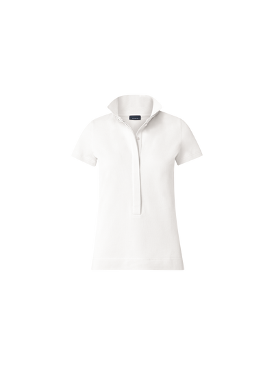 Designer Cotton Knit Polo Shirt - white