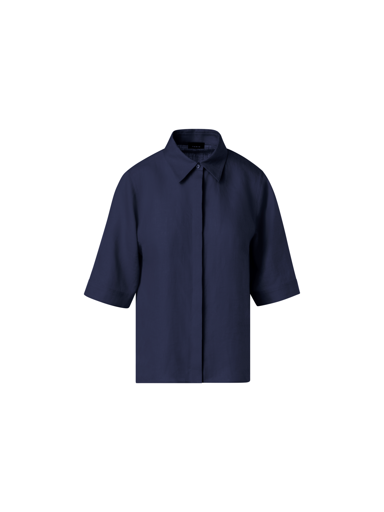 Designer Boxy Shirt Blouse In Linen Voile - navy - blue