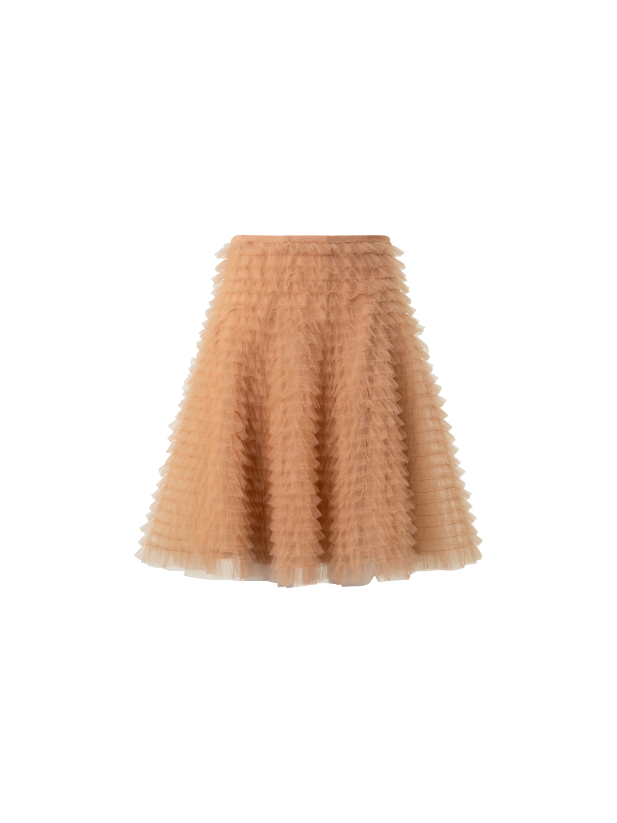 Designer Short A-Line Ruched Tulle Skirt - neutral - pastel - beige