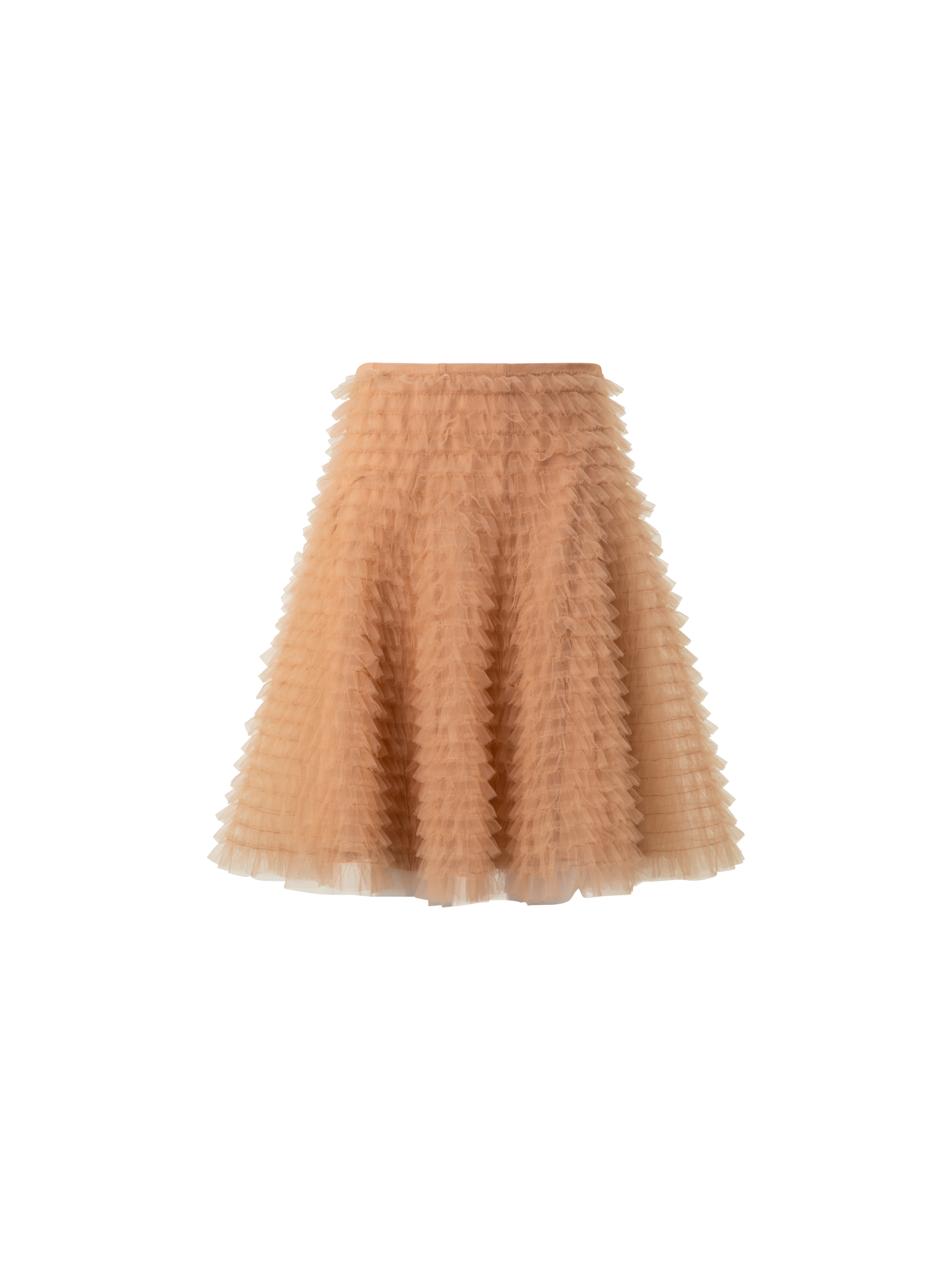 Designer Short A-Line Ruched Tulle Skirt - neutral - pastel - beige