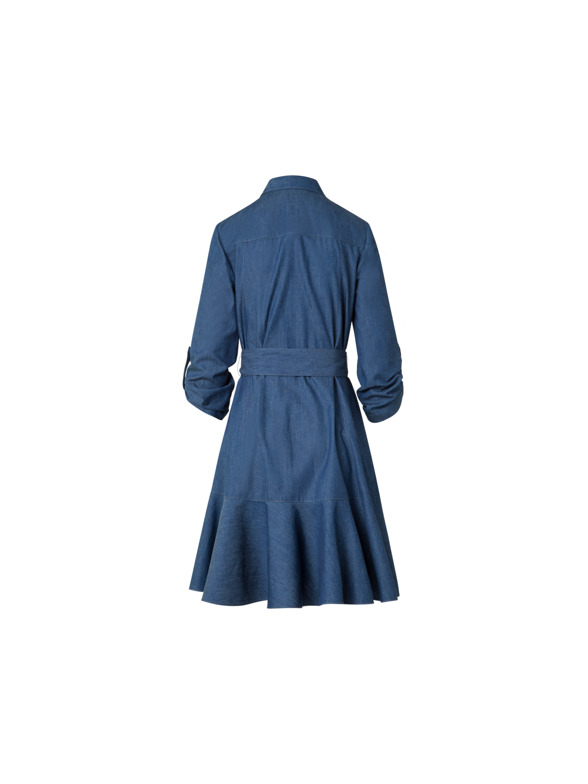 Designer Lightweight Cotton Denim Shirt Dress - blue