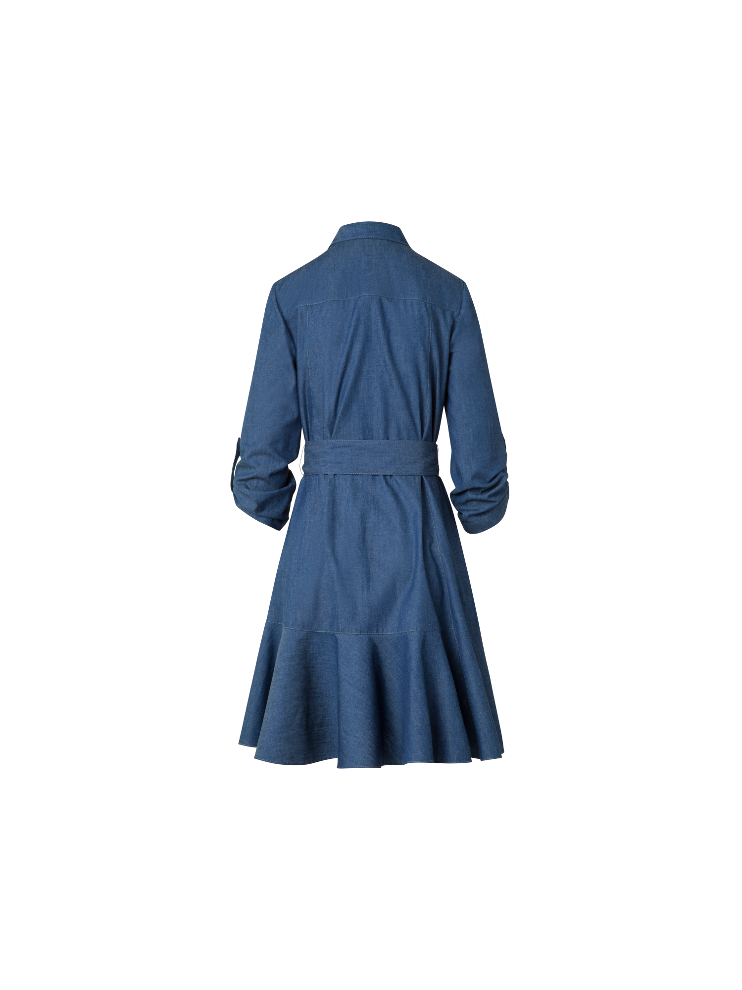 Designer Lightweight Cotton Denim Shirt Dress - blue