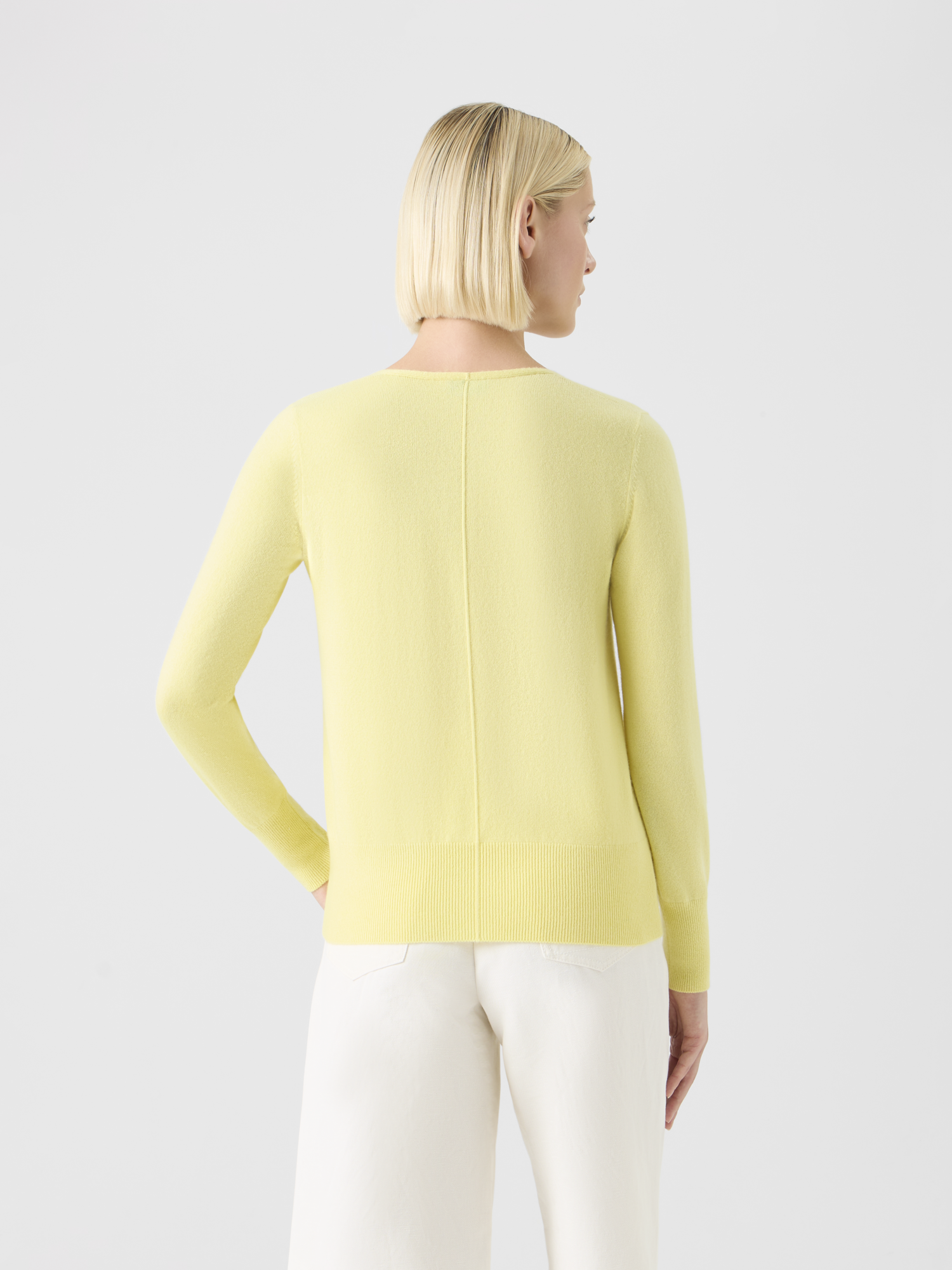Designer Pure Cashmere V-Neck Sweater - yellow 