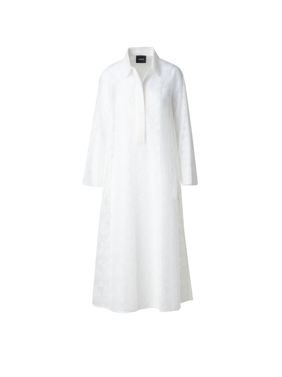 Designer Shirt Dress in Lizzy Grid Embroidery - ecru - white