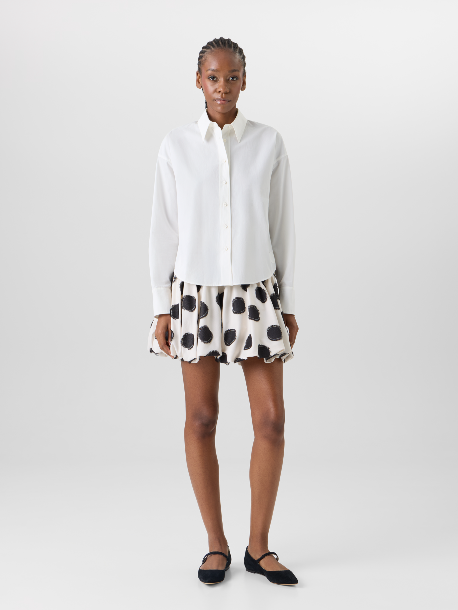 Designer Long-Sleeve Cotton Poplin ShirtBlouse in Cotton Poplin - ecru 