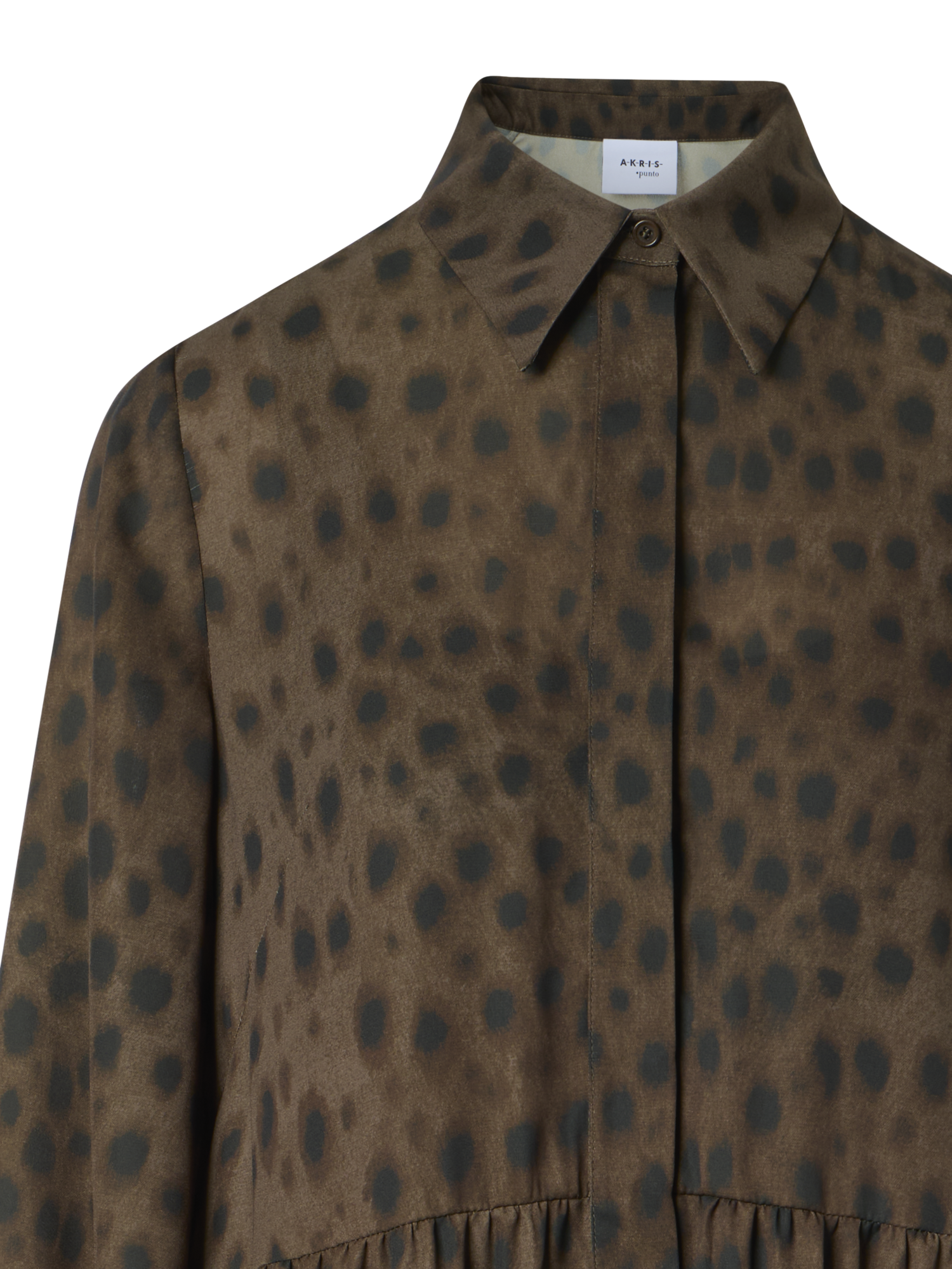 Designer Boho Midi Shirt Dress in Leopard Print - neutral - brown