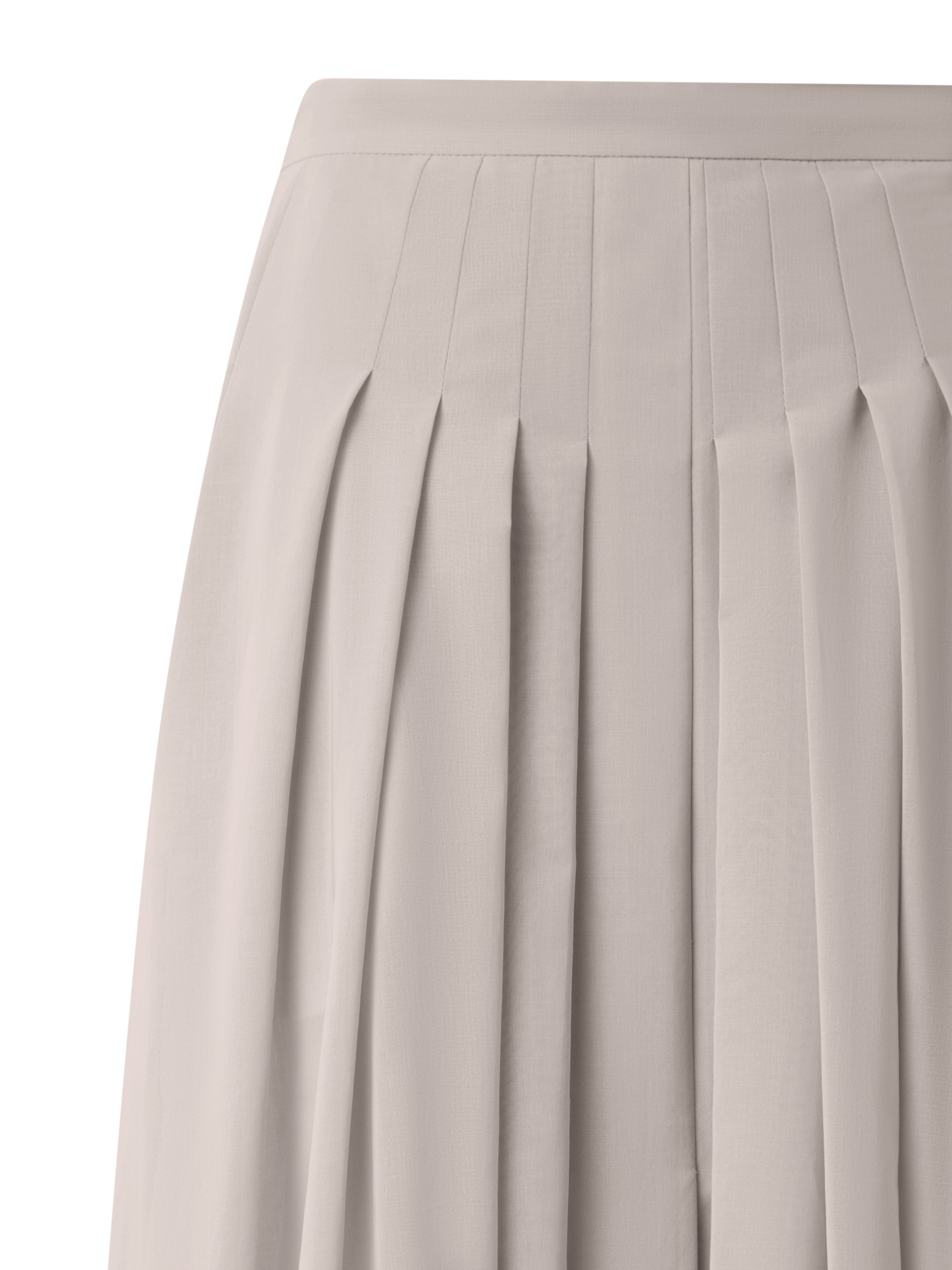 Designer A-Line Midi Skirt in Pleated Cotton Voile - neutral - grey - beige