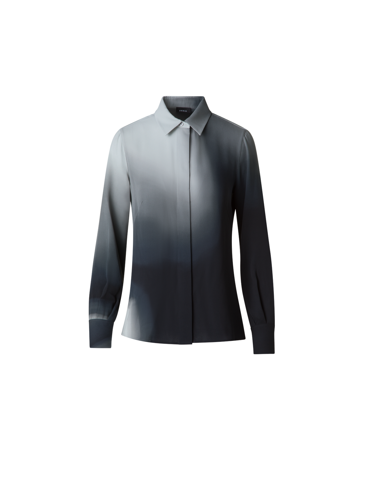 Designer Silk Crêpe Blouse with Shadow Print - grey - multicolor